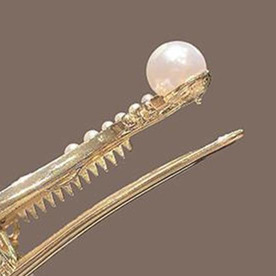 1/4Pcs Women Hair Clips Faux Pearl Decorations Floral Design Secure Fit Hair Pins Lute Shape Hairpins Formal Hairstyle Accessories
