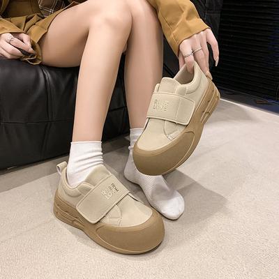 Muffin Platform Casual Sports Board Shoes Autumn New Korean Version Ugly Cute Big Head Velcro Bread Shoes Single Shoes