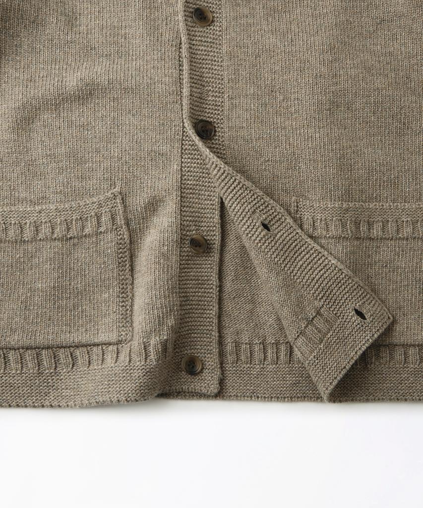 Outstanding Lambswool Fisherman Cardigan_L.Brown