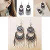 Vintage Alloy Long Dangle Earrings With Silver Finish For Travel And Celebration