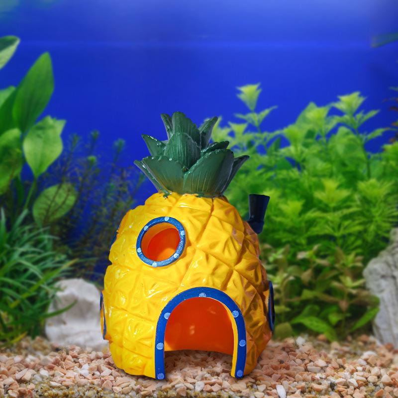 Cartoon Ananas Haus Dekor für Aquarium - Inspiriert von SpongeBob, Thaddäus und Mr.. Krabs