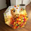 1pc Autumn Leaves Pomeranian Automatic Folding Umbrella, 8 Ribs Iron Frame, Suitable for Outdoor Travel and Daily Use Yy251120204