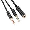 3.5mm Female to 3.5mm Dual Male Audio Extension Cable Headphone Splitter Mic Earphone Adapter