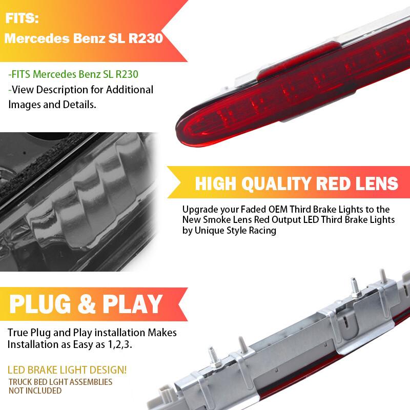 For 2003-2012 Mercedes R230 SL500 SL55 AMG Trunk LED 3rd Third Brake Stop Light