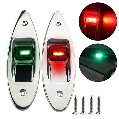 2 luces LED laterales con forma de lágrima para navegación de embarcaciones marinas, rojas y verdes, montaje vertical, 12 V