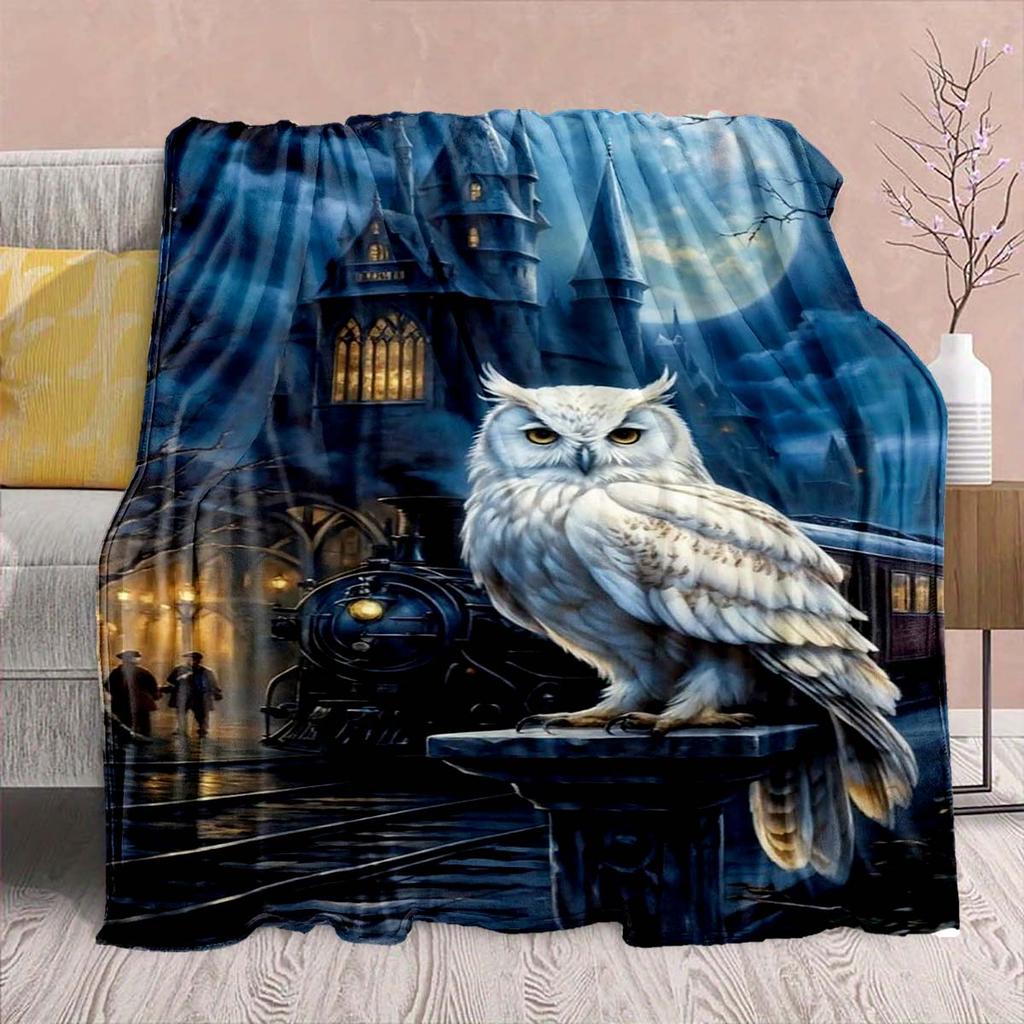 Harry Potter Magic Owl Flannel Blanket - Soft Warm Perfect for Sofa, Bedding Camping Travel Office Home Decor -QJY