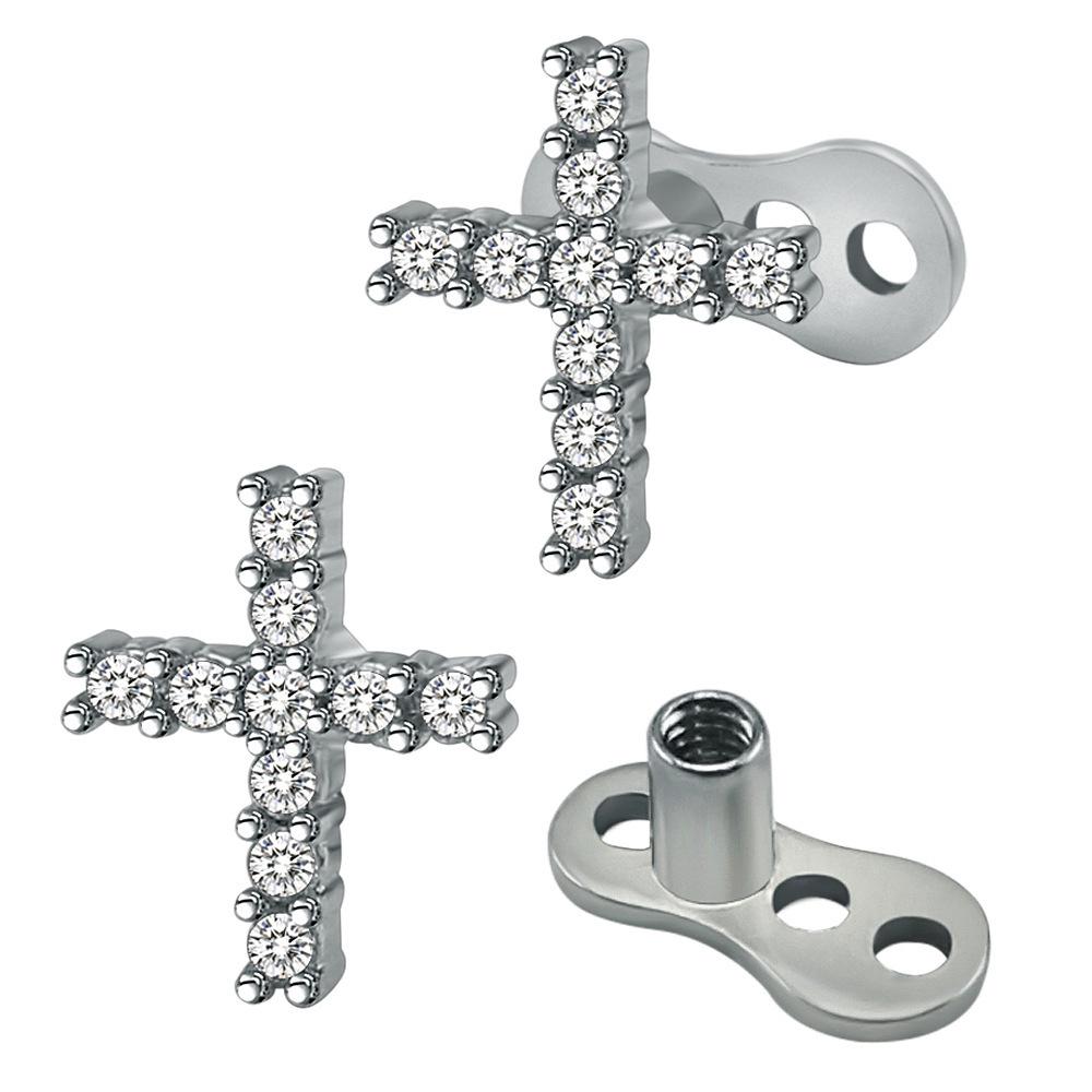 European-American 316L Titanium Steel Opal Cross Piercing Jewelry