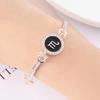 12 Zodiac Signs Bracelet for Women, Rose Gold Plated Inlaid Diamond Constellation Bangle, Fashion Couple Jewelry Gift