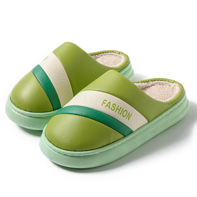 

Кожаные хлопковые тапочки женские осенне-зимние домашние легкие теплые плюшевые туфли для послеродового периода мужские Size 38-39 [Size 1-2 smaller shoes]