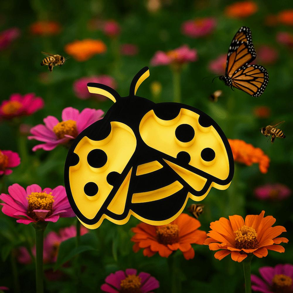 Practical Plastic Insect Waterer Decorative Bee/Beetle Shape Insect Drinking Cup with Stick Bees Water Feeder Outdoor