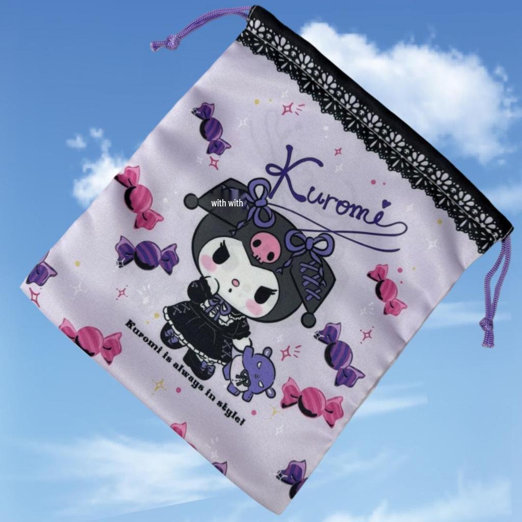 Large Sanrio Canvas Double-Sided Printed Drawstring Tote Bag, Eco-friendly Storage Solution