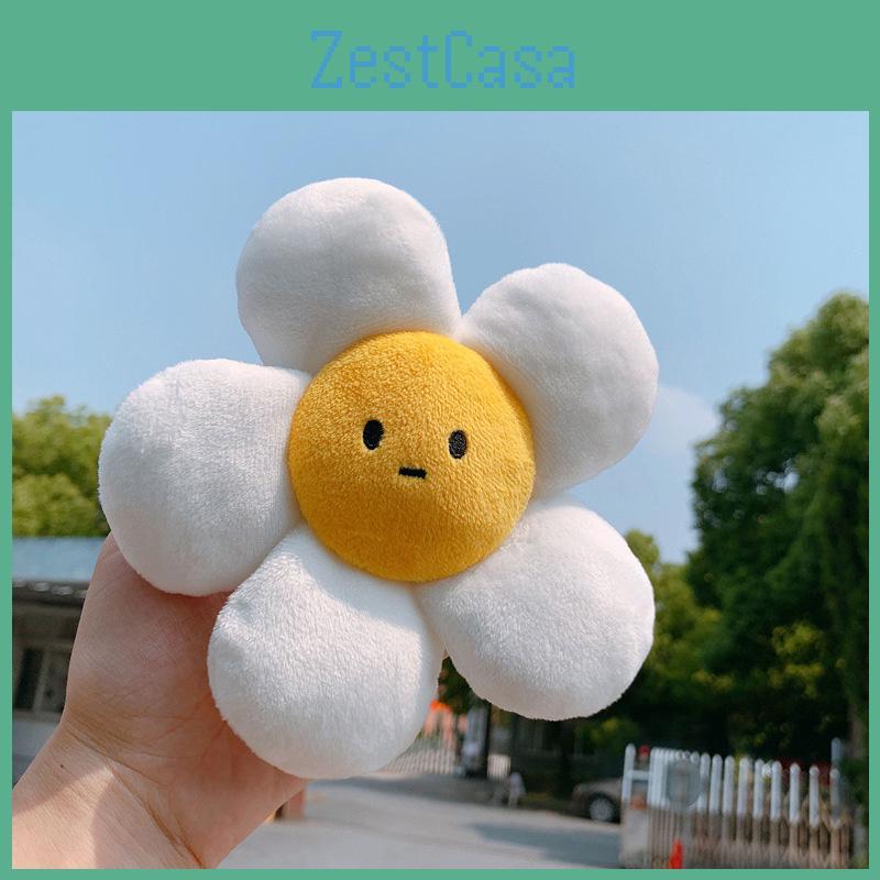 Cute Sunflower Plush Keychain Doll For Decorating And Hanging, White Color, 14cm/5.12in Height
