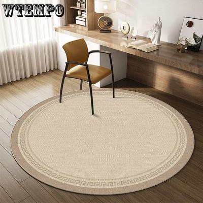 New Chinese Style Imitation Linen Living Room Circular Carpet Bedroom Study Coffee Table Floor Mat Anti Slip