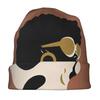 Biihudu African Woman Beanie Hat - Stretchy Snug Fit Winter Skull Cap, Brown/Black/ Cultural Afro Hairstyle Design For Women - F