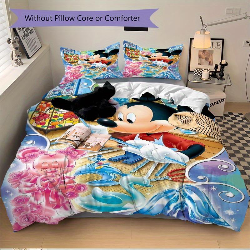 3pcs Mickey Mouse Bedding Set, Including 1 Quilt Cover and 2 Pillow Shams, Without Filling, Soft and Comfortable Home Bedroom W077