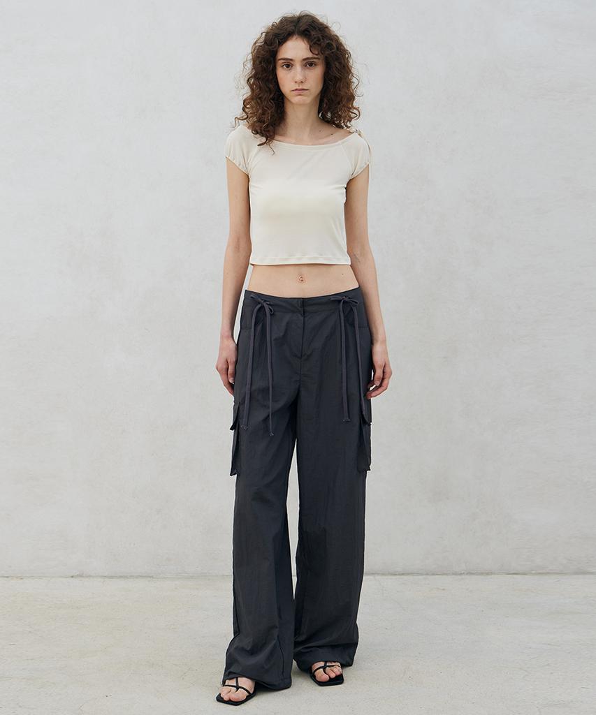 ITOV SEOUL Shirred Boat Neck T-Shirt Cm