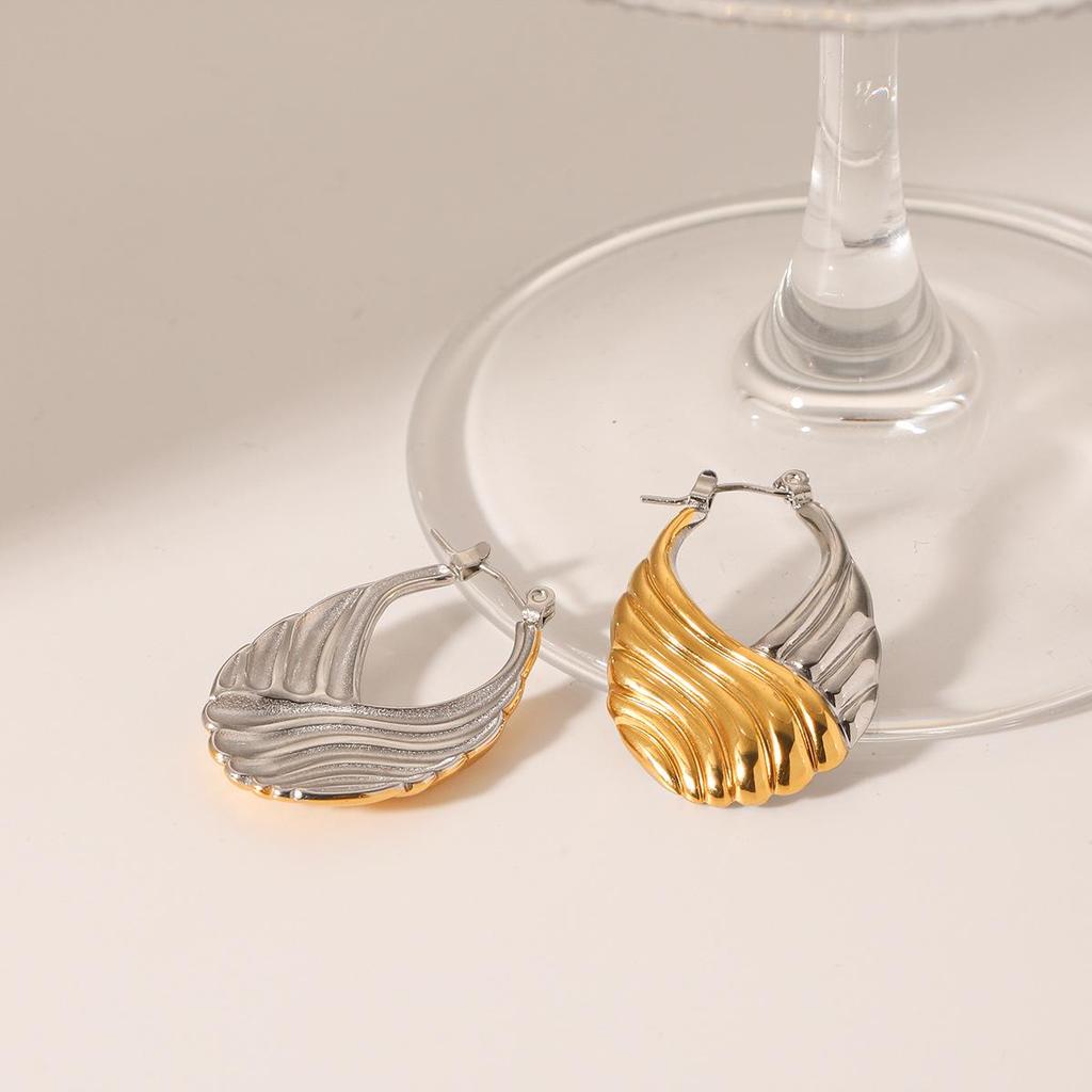 Elegant Gold & Silver Stainless Steel Crossbody Bag Stud Earrings - European & American Design, High-End Titanium Steel for Women