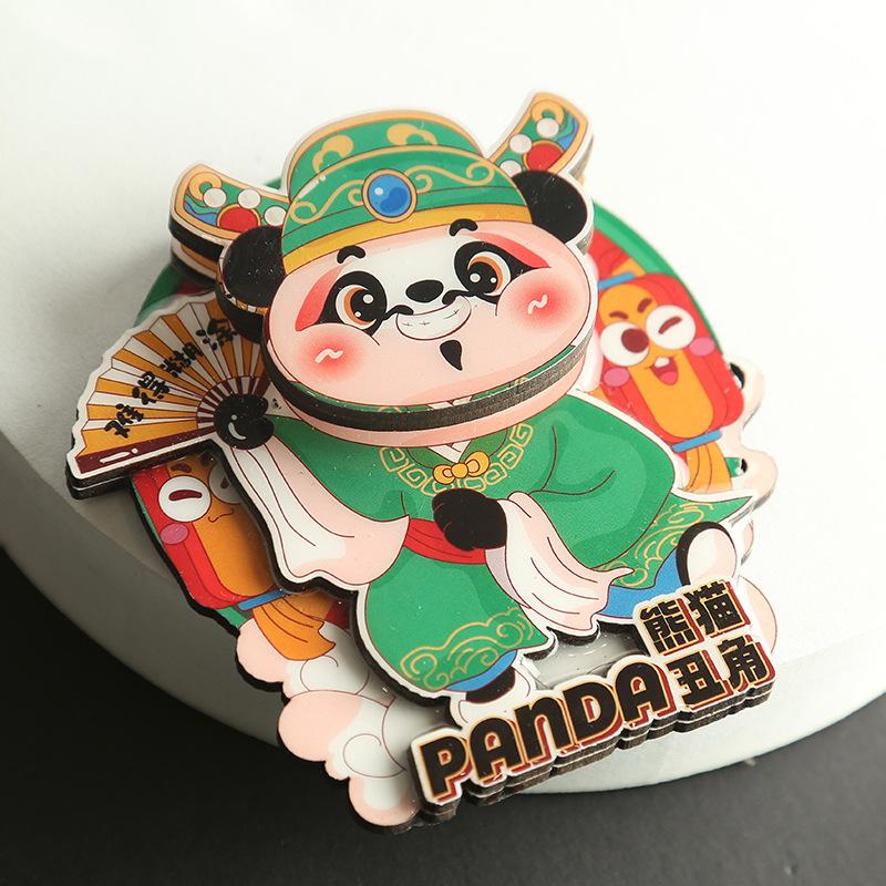 

Chinese style Peking Opera Panda refrigerator sticker 3d cartoon Refrigerator Magnet Resin Fridge Magnet for Kitchen Decoration