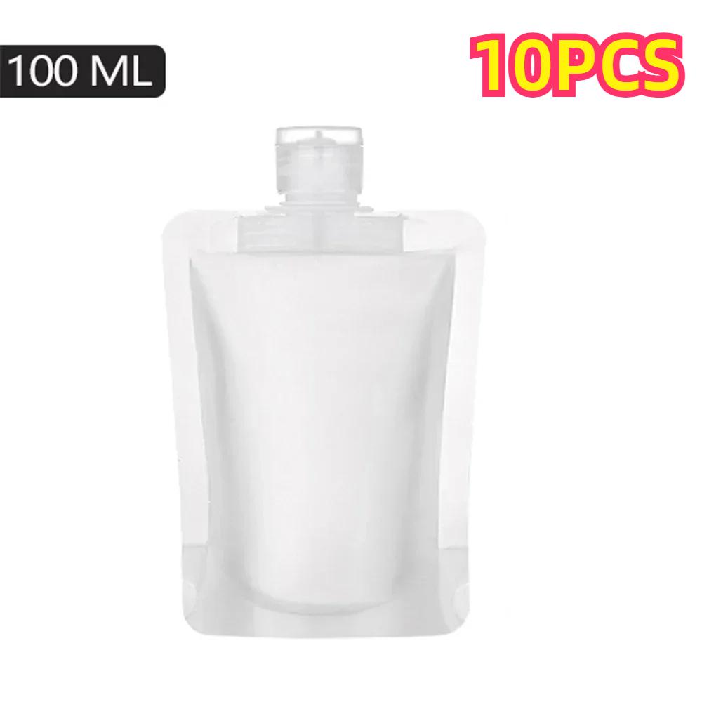 10 PCS 30/50/100ml Travel Size Empty Squeeze Bags Lotion Dispensing Bags Reusable Liquid Leakproof Shampoo Cosmetic Storage Bags