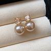 Gold-Plated Zircon Pearl Stud Earrings – Luxurious, Versatile & Fashionable Design