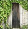 Stone House Landscape Shower Curtains Vintage Barn Wooden Door Green Leaves Vine Plants Spring Scenery Polyester Fabric Bathroom