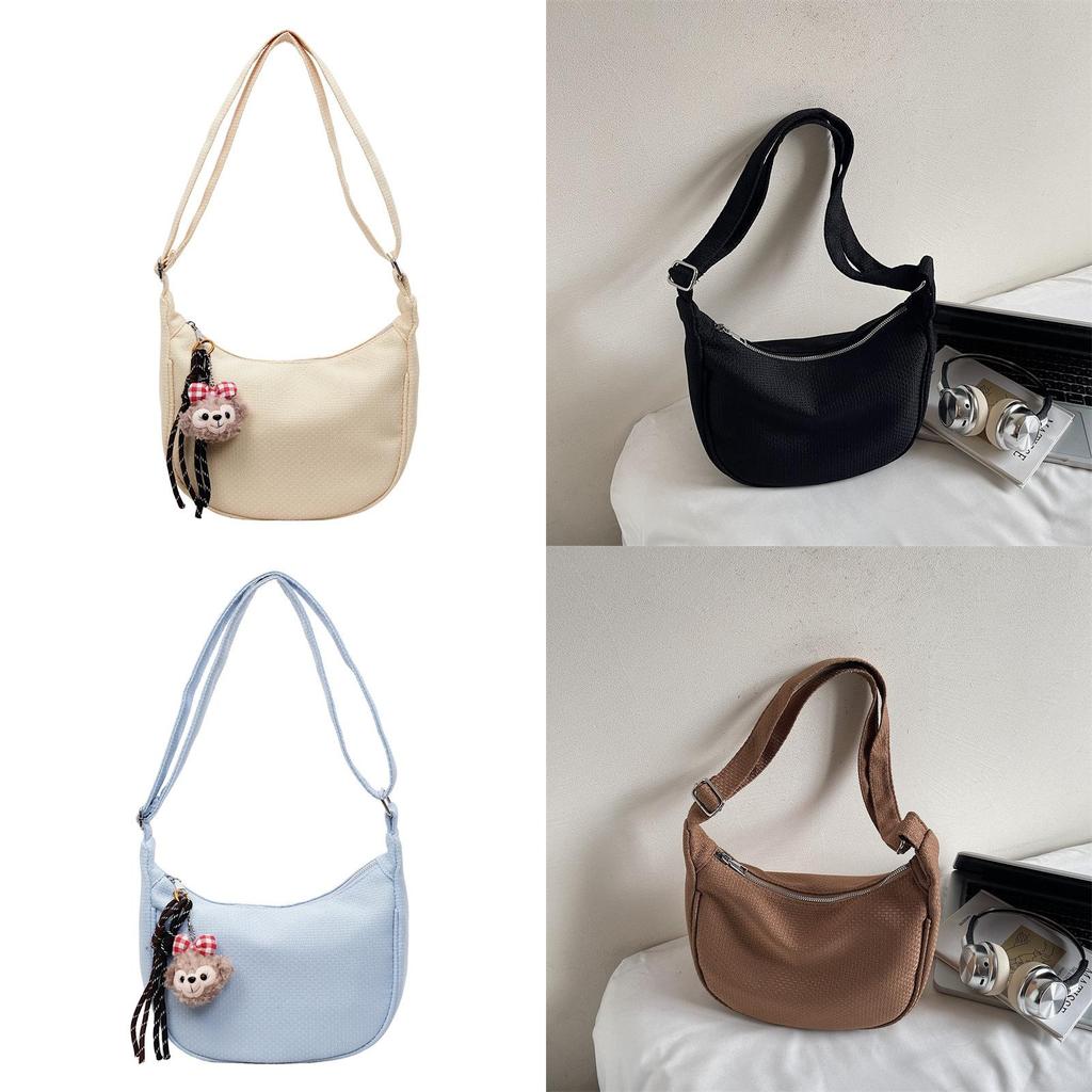 Canvas Dumpling Bag For Women With Zipper Closure And Street Style Design