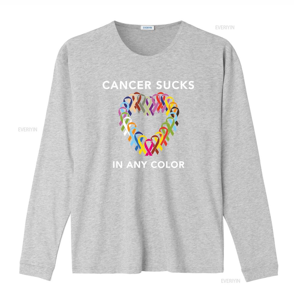 Mens Cancer Sucks Awareness T Shirt with Multicolor Ribbon Design for Breast Prostate Lung Skin Colon Causes vintage Washed