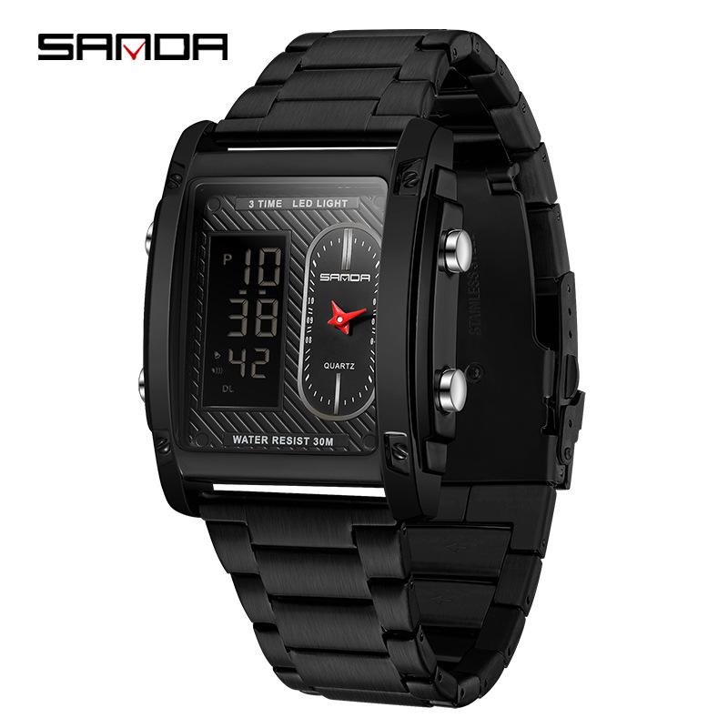 SANDA Men s Multi-functional Waterproof Electronic Watch