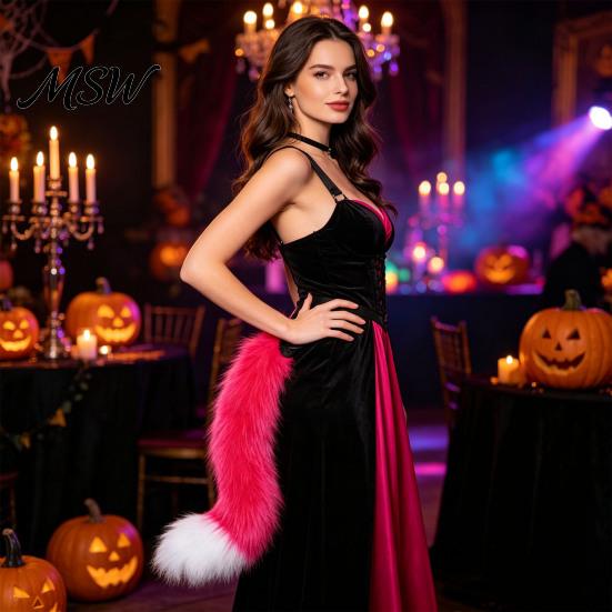 Cosplay Furry Tail Plush Fox Mask, Fluffy Tail, Costumes Props, Fuzzy Animal Mask Set for Costume Party Anime Convention And Role Play Accessories