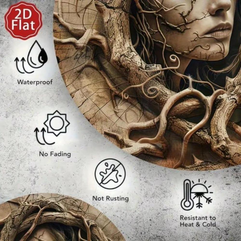 Iron Tree Spirit Metal Wall Decor 2D Flat Nature Art Rustic Gift