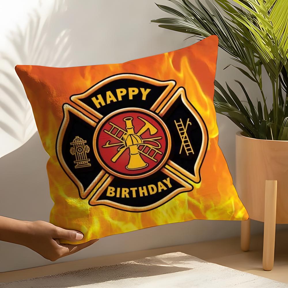Firefighter Department Logo Rescue Soft Cute Pillow Case Linen Cushion Covers For Decorative