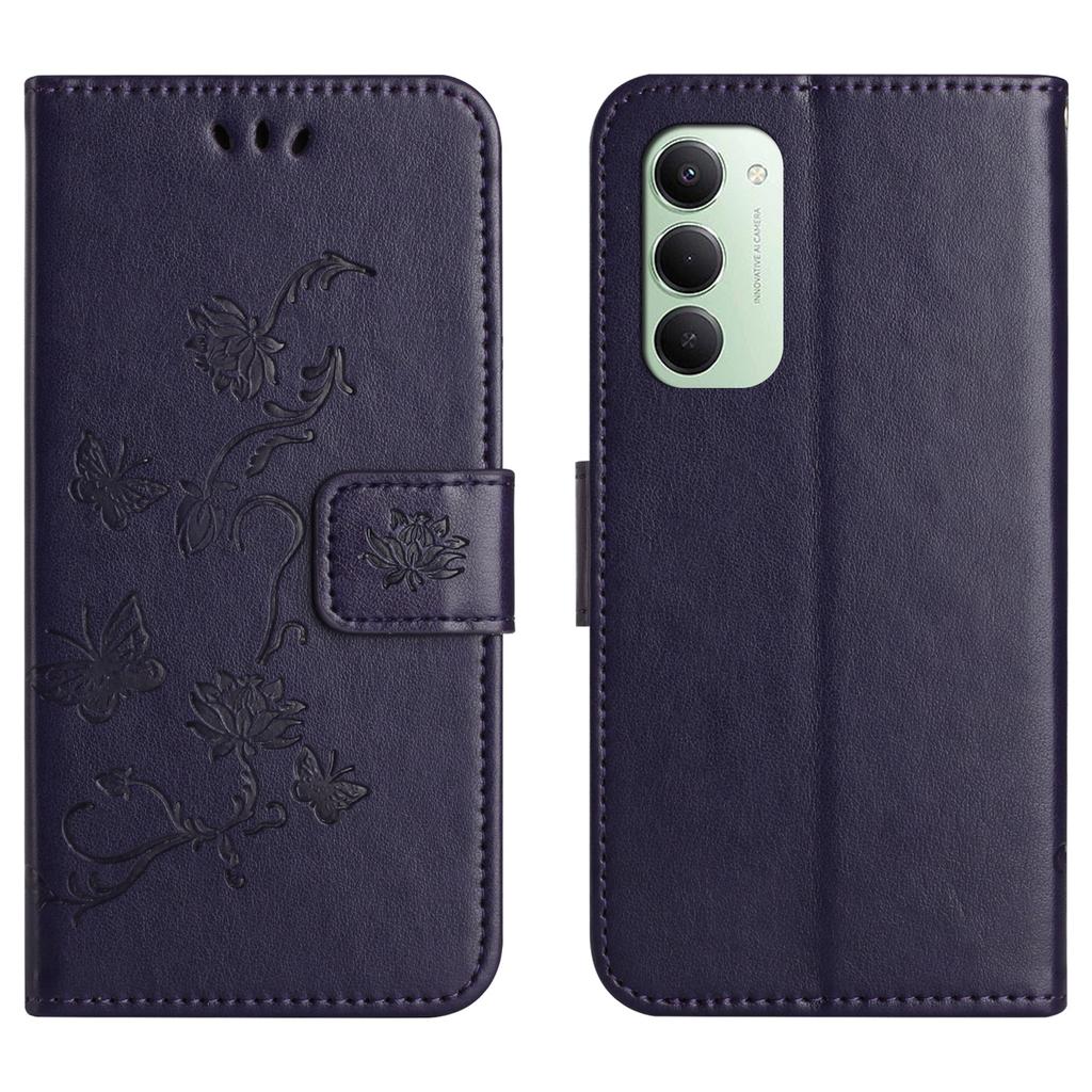 For Xiaomi Redmi 15 5G (Global) (169mm)/Poco M7 4G (169mm) Case Wallet Stand Imprinted Butterfly Flower PU Leather Phone Cover