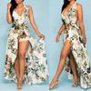Ärmelloses V-Ausschnitt Beachkleid mit Taillenzug und unregelmäßigem Saum mit Rockhose für Damen