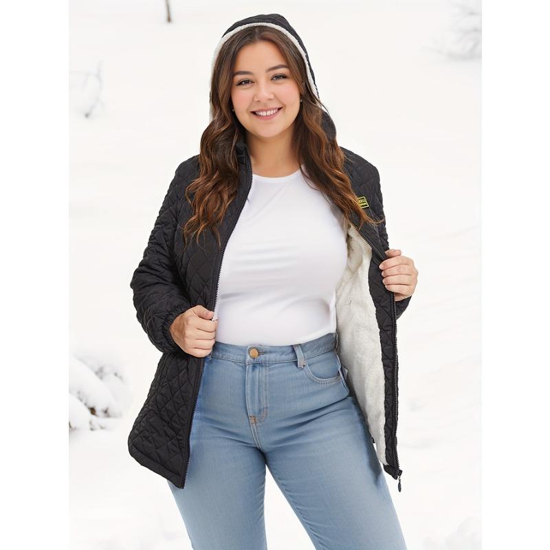 Oversized Women's Autumn and Winter Fleece Hooded Jacket Long Sleeve Coat Outerwear