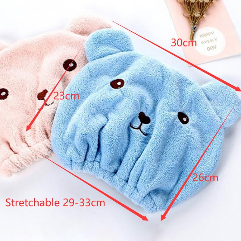 Suchy czepek do włosów dla kobiet szybkoschnący chłonny gruby ręcznik na głowę z mikrofibry koreański uroczy haftowany czepek pod prysznic