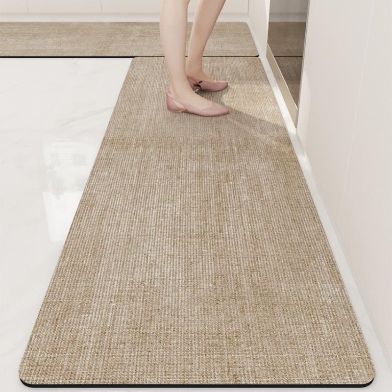Kitchen Floor Mat Non-Slip Oil-Proof Waterproof Carpet Simplicity Solid Color Pattern Rug Long Size Home Decor Mats