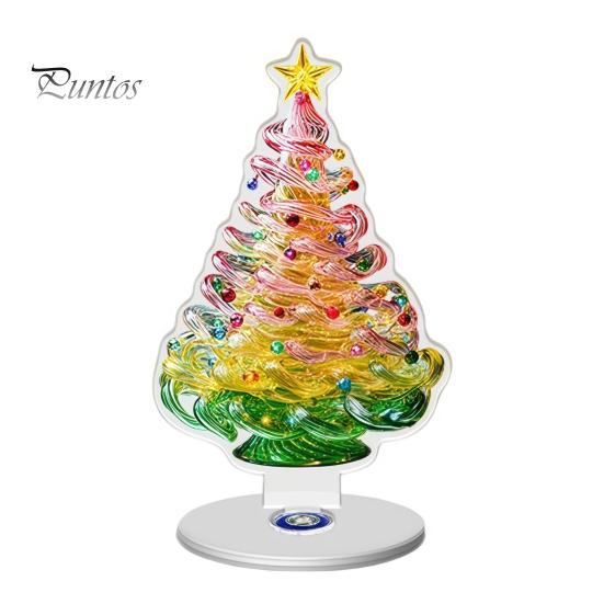 Durable Acrylic Holiday Gift Xmas Ornament, 2D Flat Tree Gingerbread Man Ornament with Christmas Desk Accessories Rotatable Base, Table Centerpiece