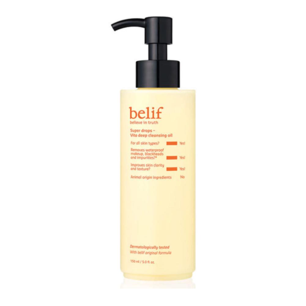 belif Super Drops Vita Deep Cleansing Oil 150ml - Brightening & Pore-Purifying Vitamin Cleanser for Glowing Skin