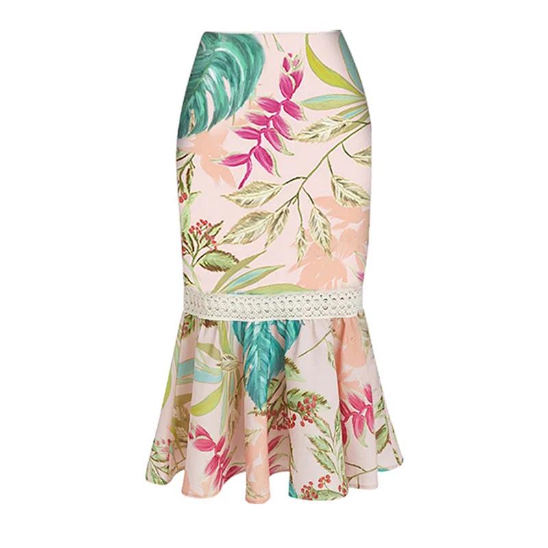 

Платье-бодикон с цветочным принтом, юбка «рыбий хвост», для отпуска, пляжное, для женщин Small розовый