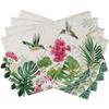 Seliem Spring Summer Geranium Flower Placemats Set of 4, Red Floral Hummingbird Palm Leaves Monstera Dining Table Place Mats, Seasonal Kitchen Decor