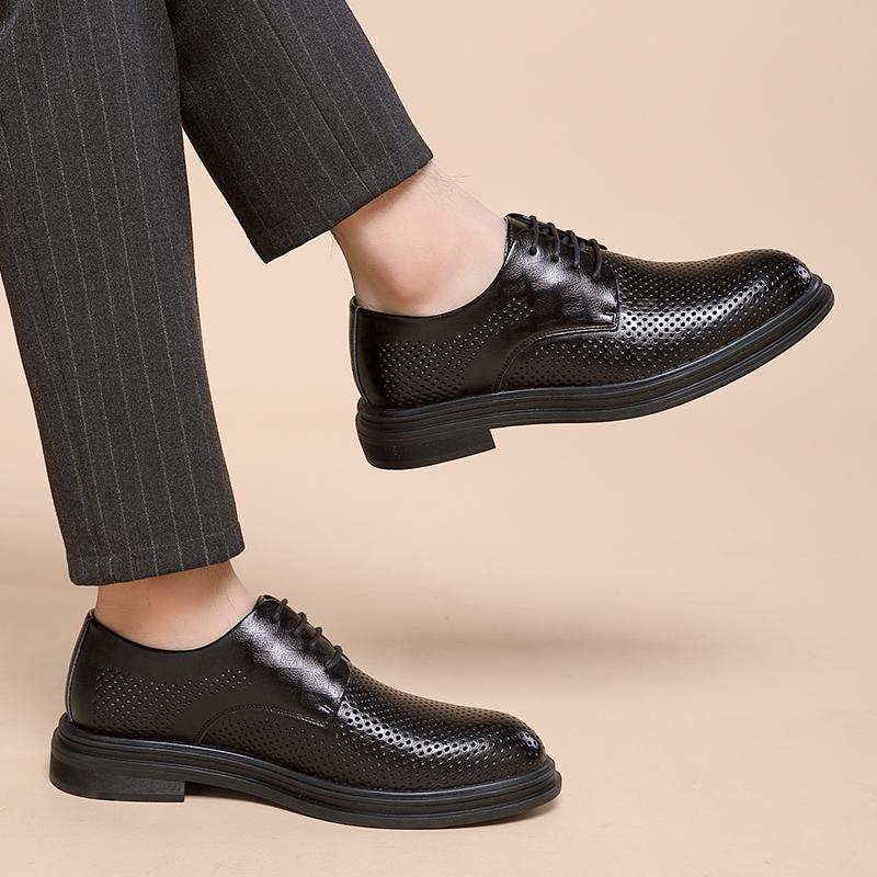 Summer Elevator Shoes Men Dress Shoes 3/6/8 Cm Men Formal Shoes Hollow Classic Business Luxury Men Oxfords Footwear Suit Shoes