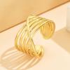 INS Style Geometric Intersecting Stainless Steel Ring for Women, 18K Gold Plated Titanium Steel Jewelry.