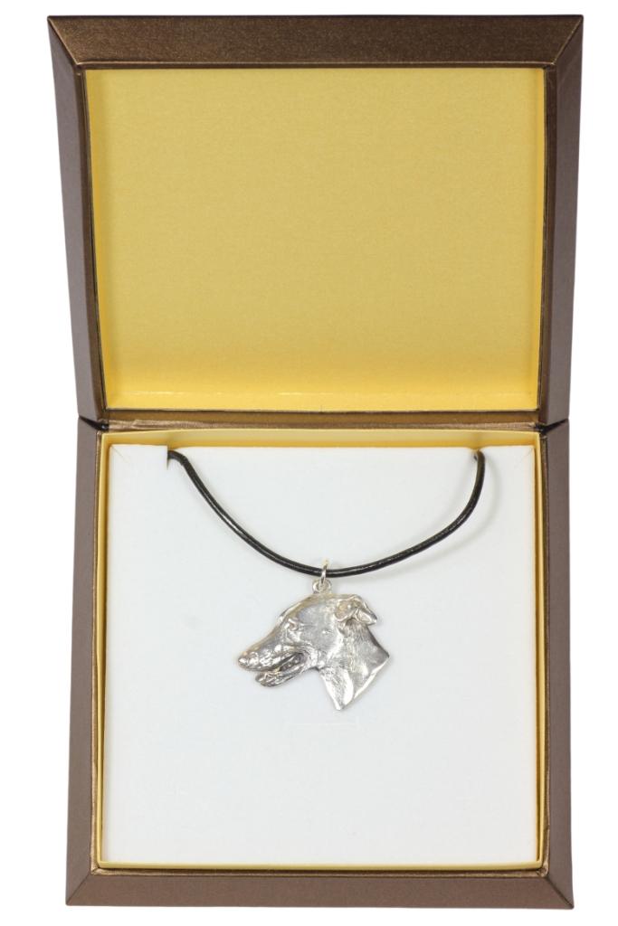 

Greyhound, English Greyhound - Dog necklace in gift box, silver-plated locket for dog fan, striking pendant by Art-Dog brand срібний