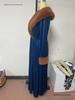 2026 European & American Women's Thick Velvet Long Sleeve Fur Collar Dress