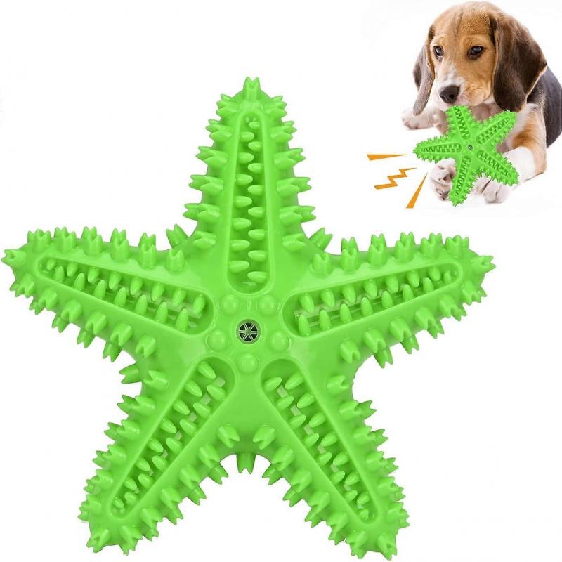 Squeaky Dogs Chew Toys, Starfish Shape Anti-Boring Interactive Pet Toys, Dogs Molars, Oral Cleaning, Chewing Training (Green)