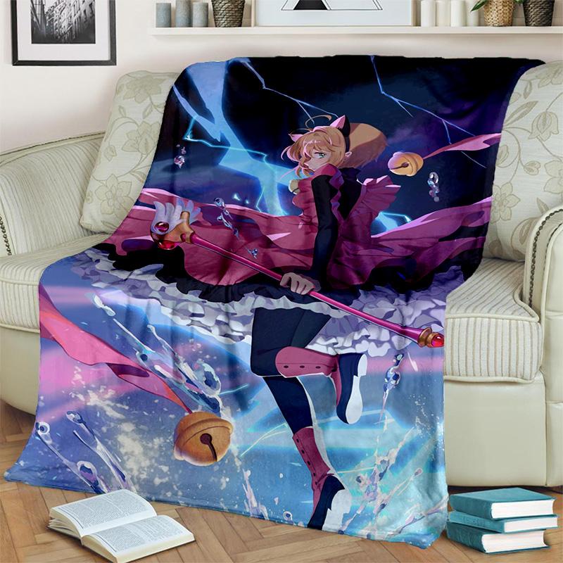 Sakura 3D Cute Card Captor Anime Cartoon Blanket,Soft Throw Blanket for Home Bedroom Bed Sofa Picnic Office Cover Blanket Kids