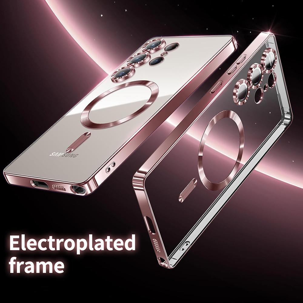 Luxury Glitter Plating Clear Silicone Soft Case For Samsung S25 Edge S24 S23 S21 FE S22 Ultra Plus Magnetic For Magsafe Shell