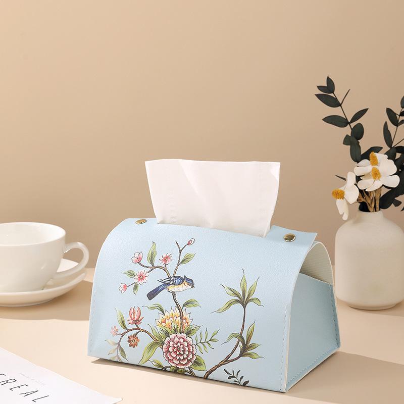 Dustproof Napkin Holder Environmental PU Leather Foldable Tissue Box Home Office Desktop Accessories Storage Tissue Box