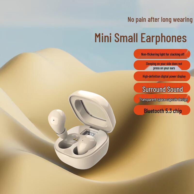 Bluetooth In-Ear Earbuds SK19: Ultra-Compact, No Flashing Lights, Long Battery Life, Power Display