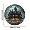 Spooky Halloween Castle Metal Sign Circular Iron Wall Decor for Bar Cafe Home